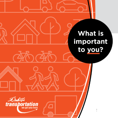 Dakota County transportation logo with a circle with text what is important to you?