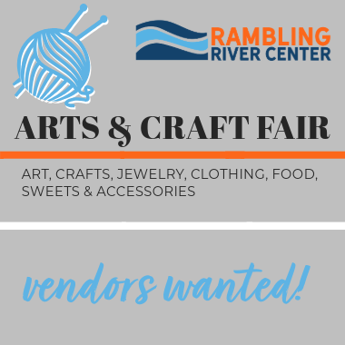 RRC Arts and Craft Fair logo with yarn and needles indicating Vendors Wanted