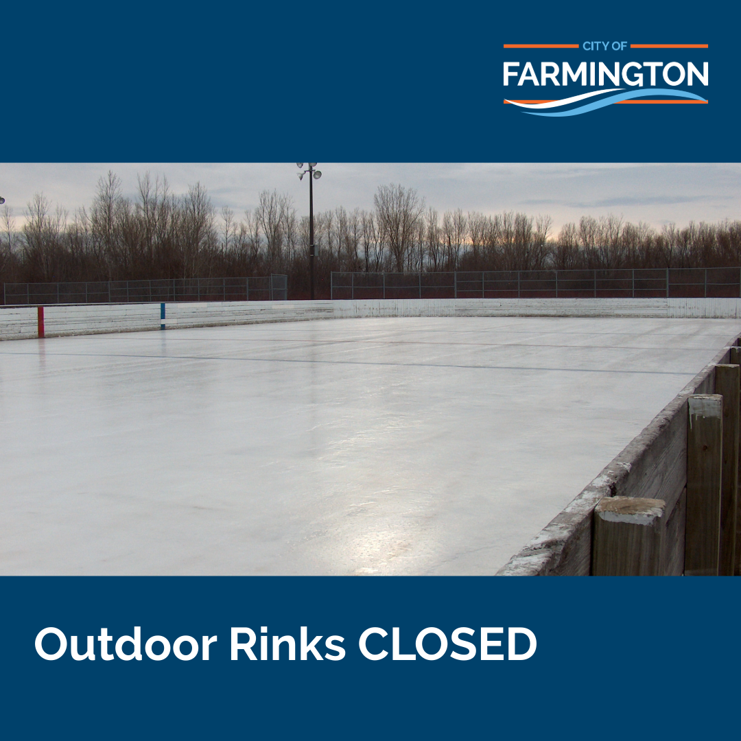 Outdoor Rink Closed with image of empty rink