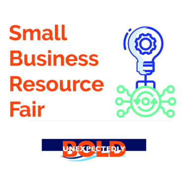 Small Business Resource Fair with illustration of a light bulb connected to a network