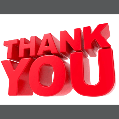 Thank you in red block text
